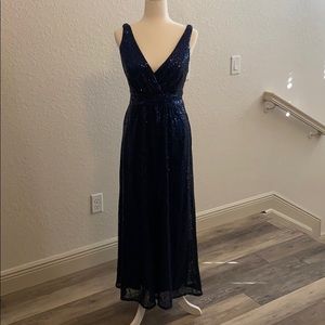 David’s bridal navy sequin gown